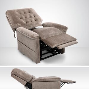 A reclined heavy duty lift chair.