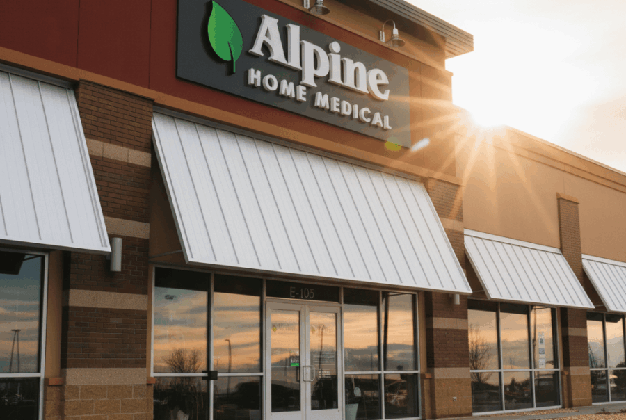 Tooele Alpine Home Medical store with the sun shining behind it